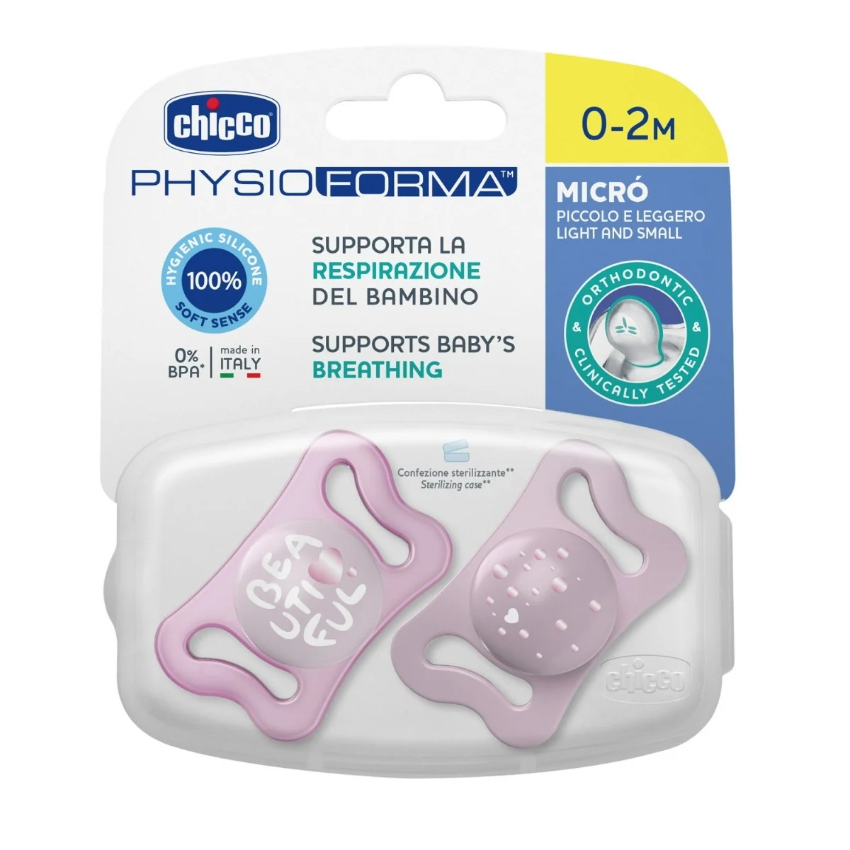 CHICCO Chicco Micro Girl silikoonist lutt 2 tk 0-2 kuud