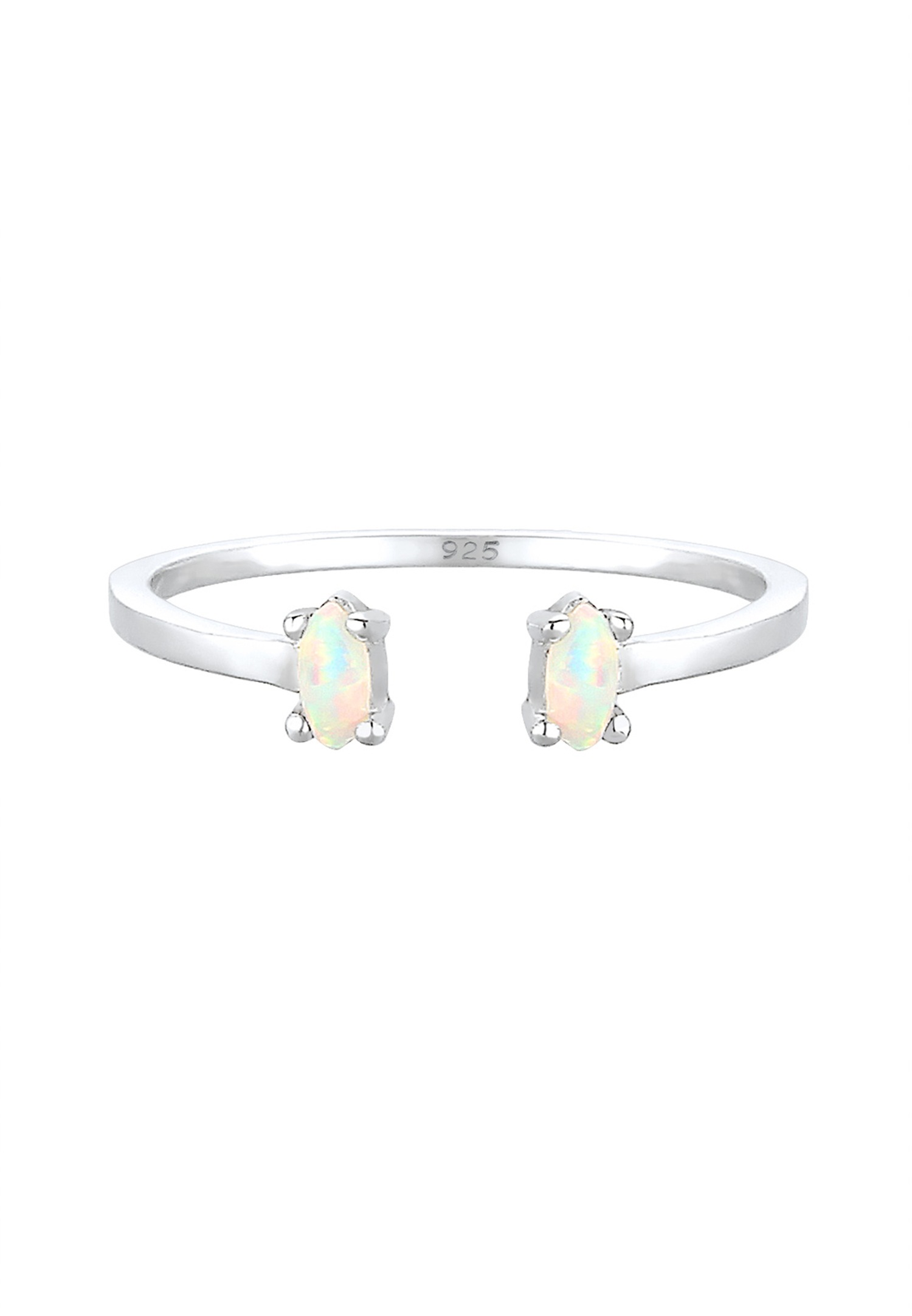 Elli Femmes Oval Geo Ouvert Réglable avec Opale en Argent Sterling 925 Plaqué Or