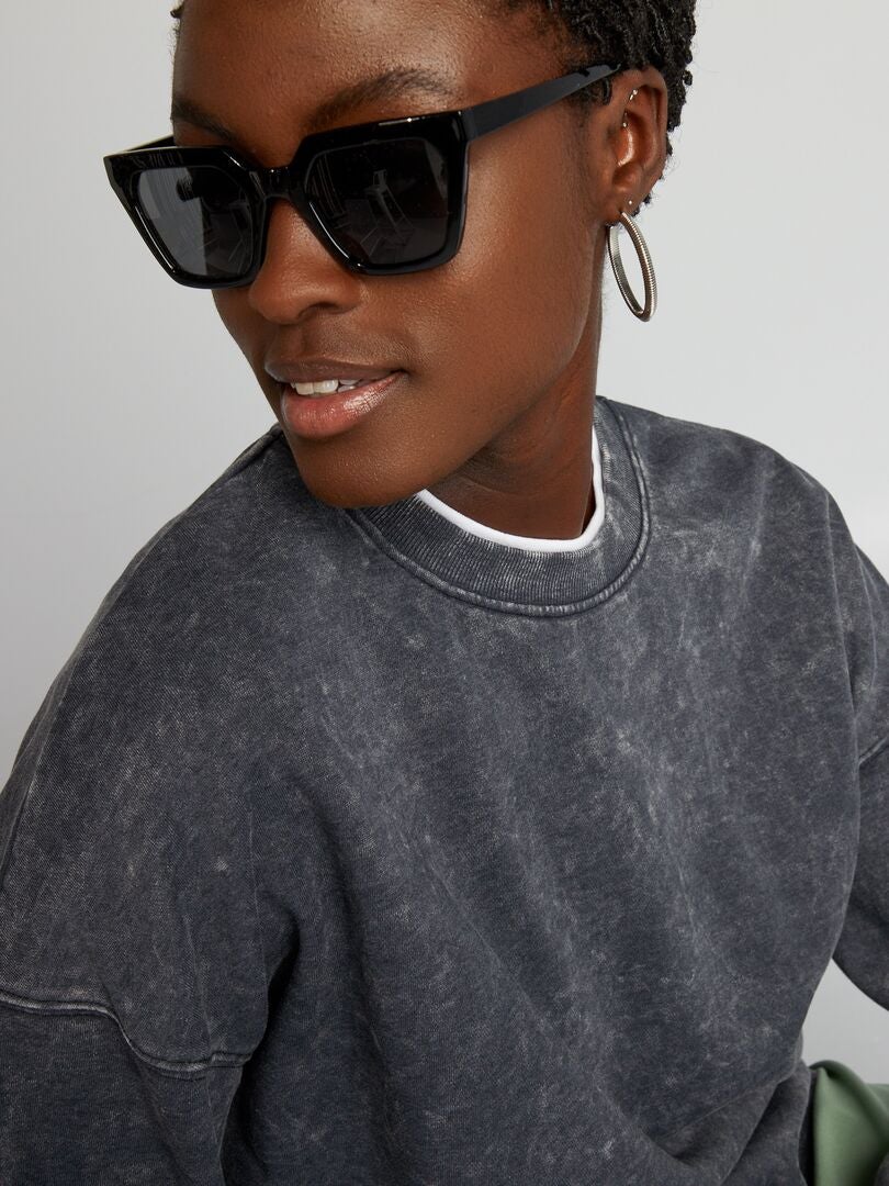 Oversized sweatshirt van fleecestof - zwart