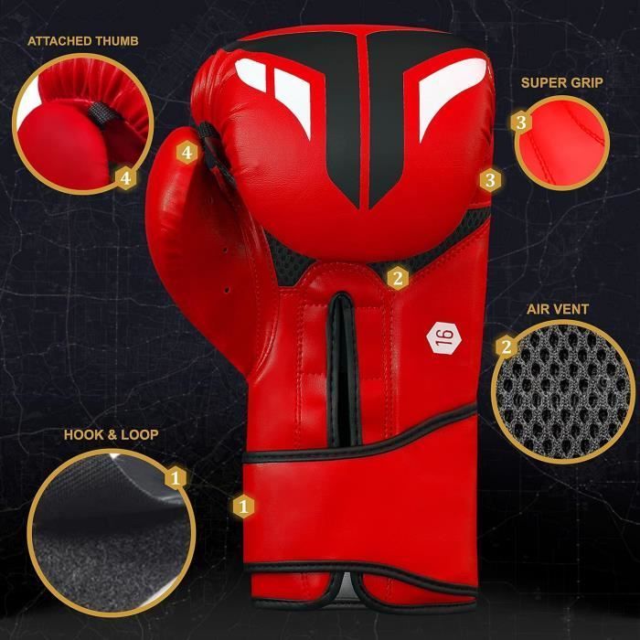 Boxing Gloves - Mytra Fusion - 10 oz - Synthetic Leather - Red - Sparring and Kickboxing