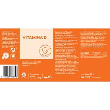 Wells D-vitamiini 80 kapselia