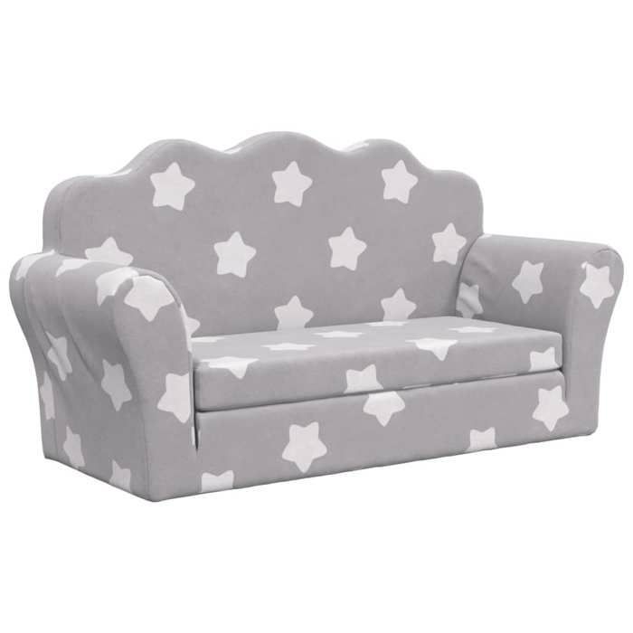 Divano letto a 2 posti per bambini vidaXL, lettino con schienale e braccioli, letto per gli ospiti per la cameretta dei più piccoli, grigio chiaro 357058