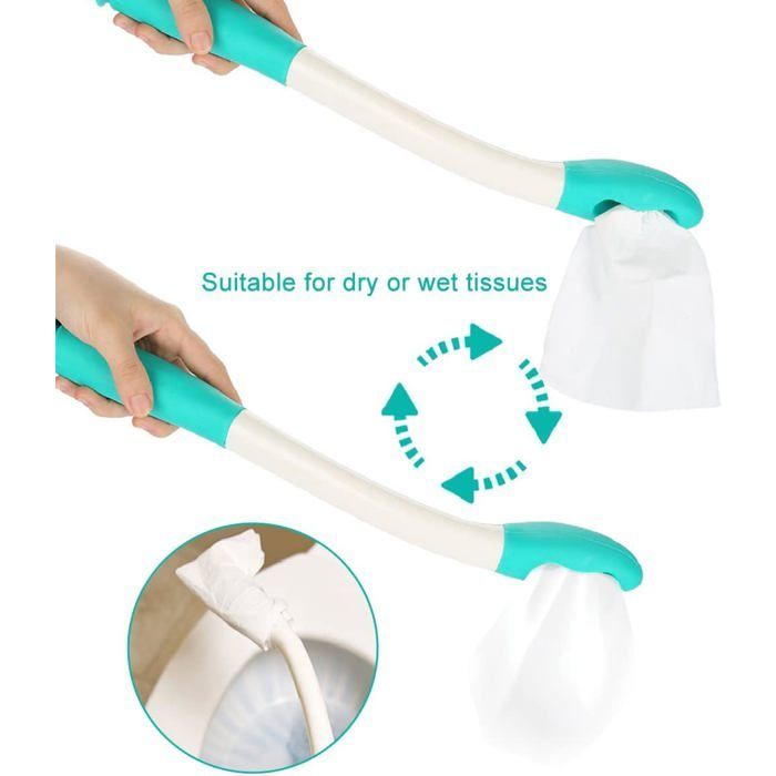 Essuie Fesse Aide aux Toilettes Pinces pour Papier Toilette,38cm Aides à La Toilette Outils Personnes pour âgées et Femme Enceinte