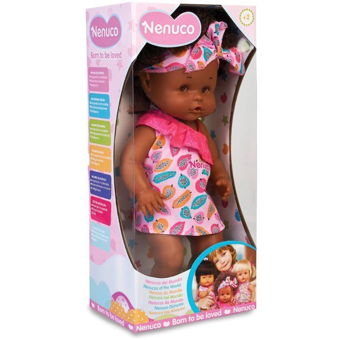 Poupée Nenuco Afro Style 35 cm - Fonction boit et fait pipi - Pour enfants à partir de 2 ans