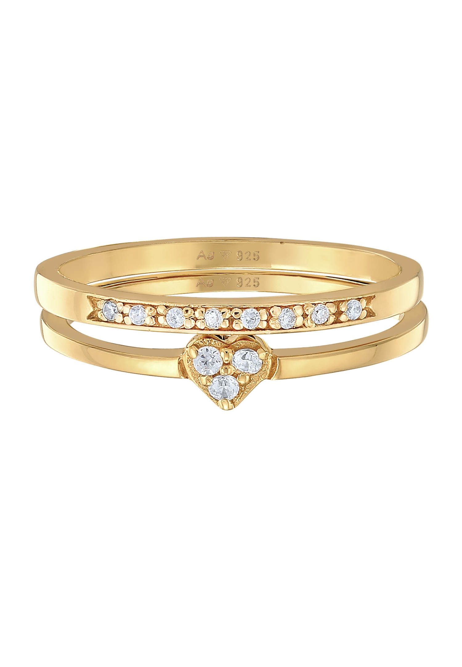 Elli Femmes Coeur Mémoire 2 pièces avec Cristaux de Zirconium en Argent Sterling 925