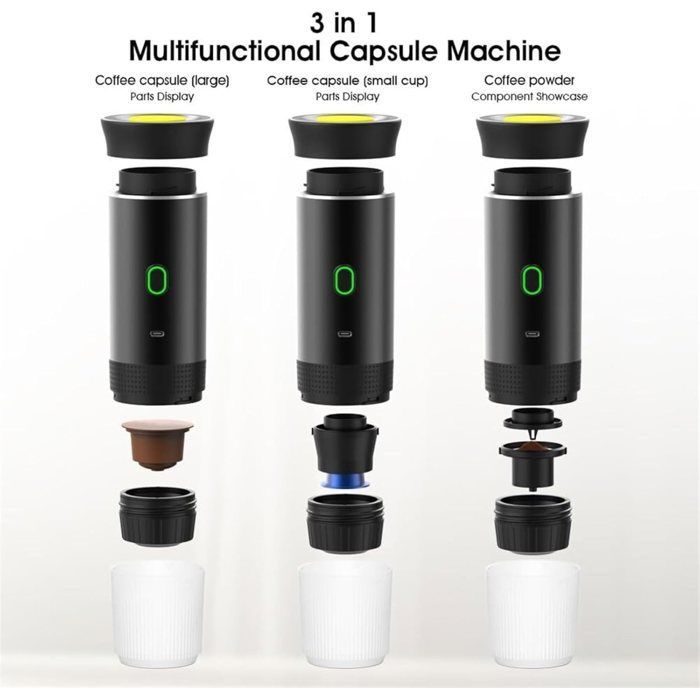 Portable Coffee Maker - Espresso Machine - 12V - Electric Heating - 19 bar - Black