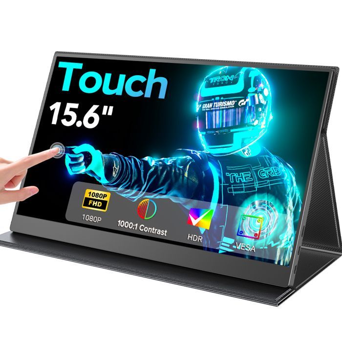 UPPERFECT 15,6-Zoll-Touchscreen-Monitor | Full-HD-IPS-Display | 10-Punkt-Touchscreen | USB-C-Kabelanschluss |