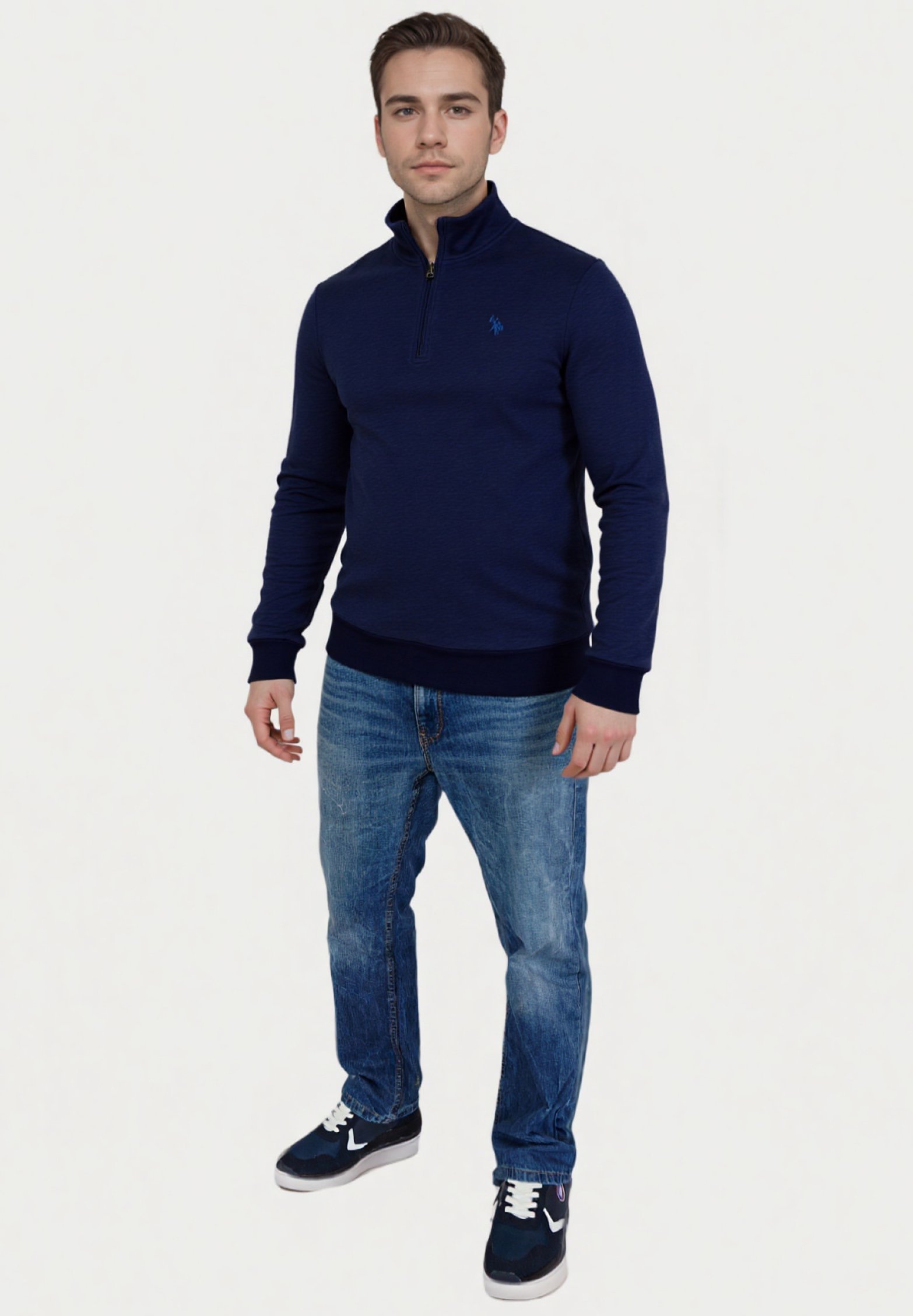 US Polo Assn. Halb-Zip-Sweatshirt – Dunkelblau