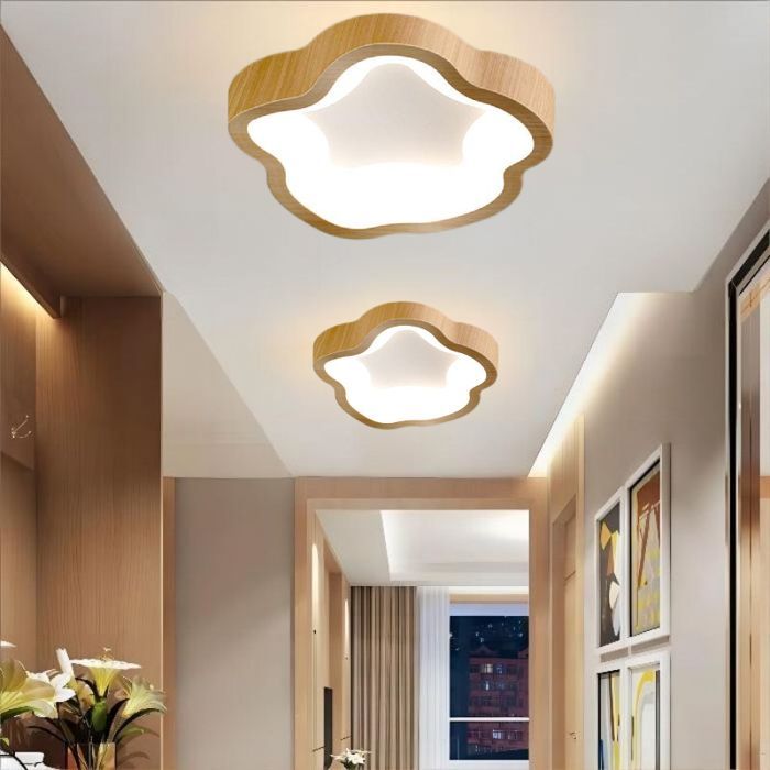 Lámpara de techo LED moderna WOTTES Natural - Lámpara de techo con forma de flor de luz blanca fría de 14 W para pasillo, baño, 2 unidades de diámetro