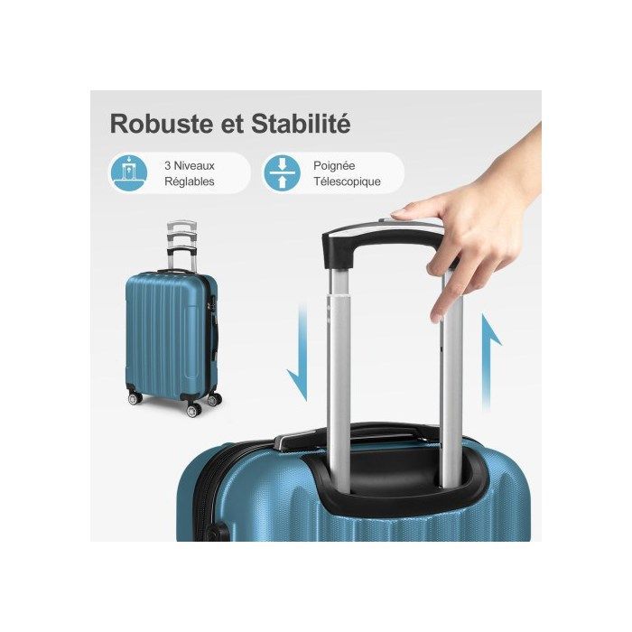 ALIGHTUP - Juego de 5 maletas portátiles 5 en 1 de ABS con ruedas - 4 maletas + 1 neceser - Azul