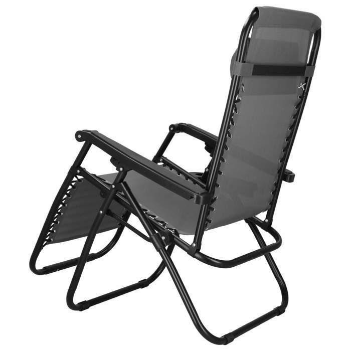 Springos® opklapbare tuinstoel met hoofdsteun en bijzettafel – 'Zero Gravity' relaxstoel