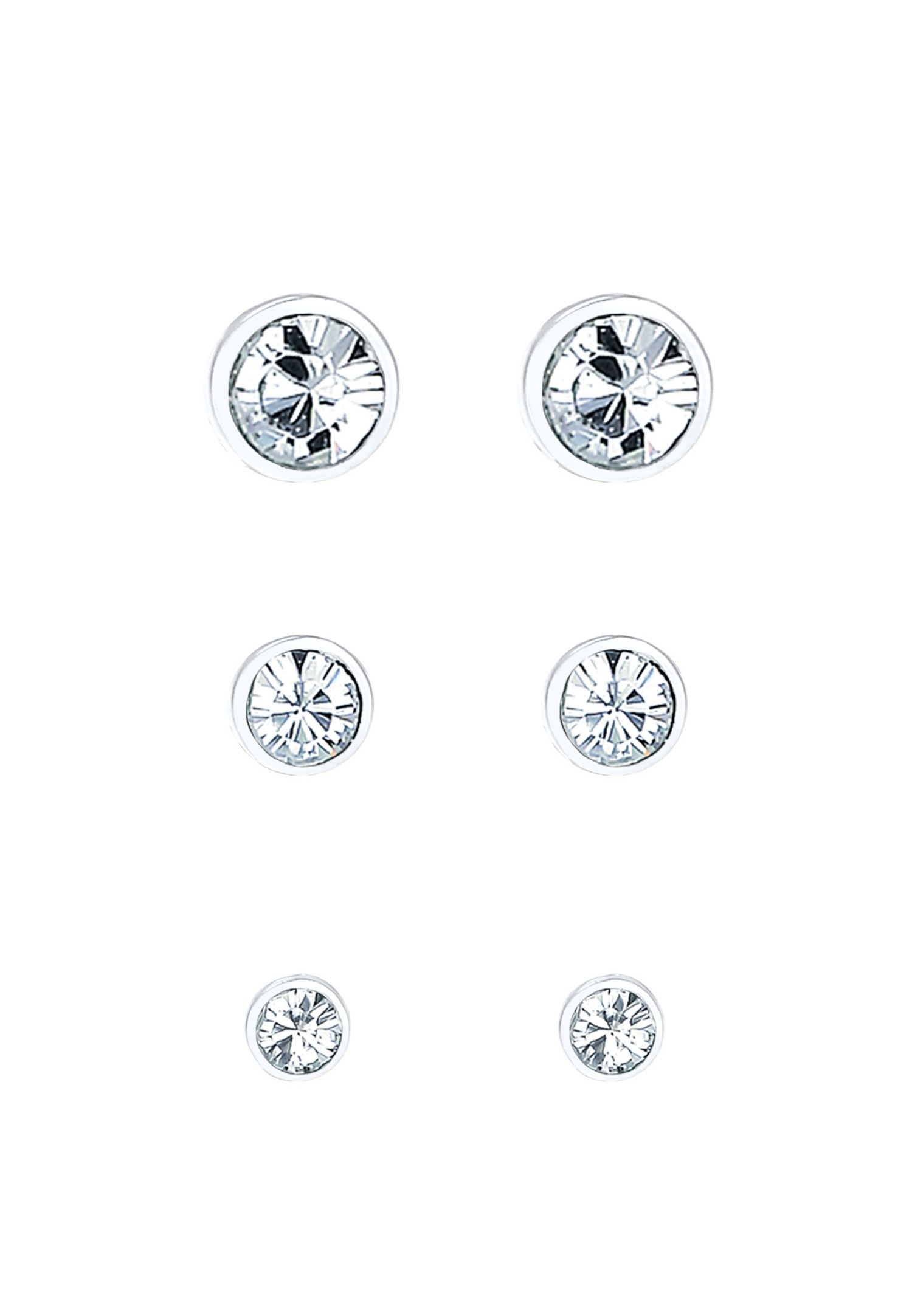 Elli Femmes Clous d'oreilles Set Étincelant avec Cristaux en Argent Sterling 925