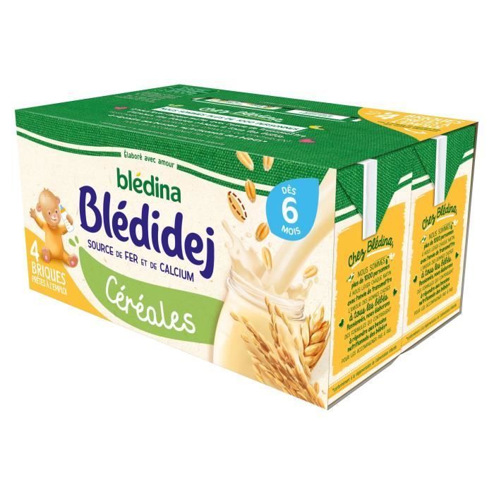 Blédina Blédidej, Céréales bébé Lactées dès 6 Mois, 250ml (4 briques)