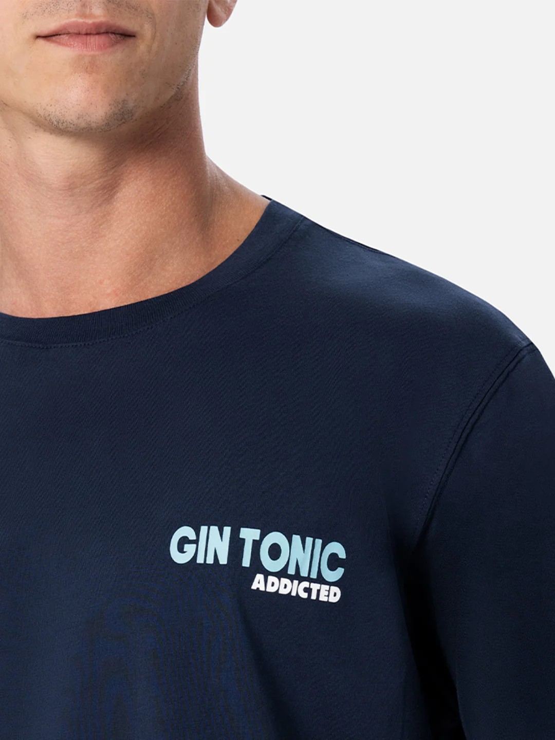 Heren katoenen T-shirt met Gin Tonic Addicted-print.