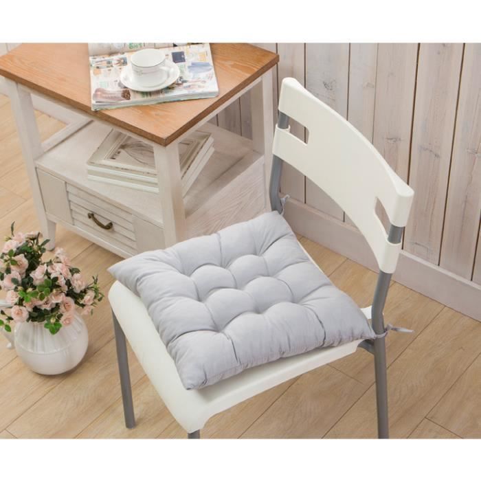 Coussin de chaise - Lot de 4 - 40x40 cm - 100% coton - Gris canon de fusil