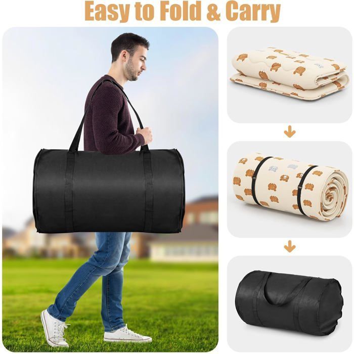 Colchón futón japonés GIANTEX, 1 persona, 90x200 cm - Cama enrollable para el suelo, portátil con bolsa de transporte, marrón
