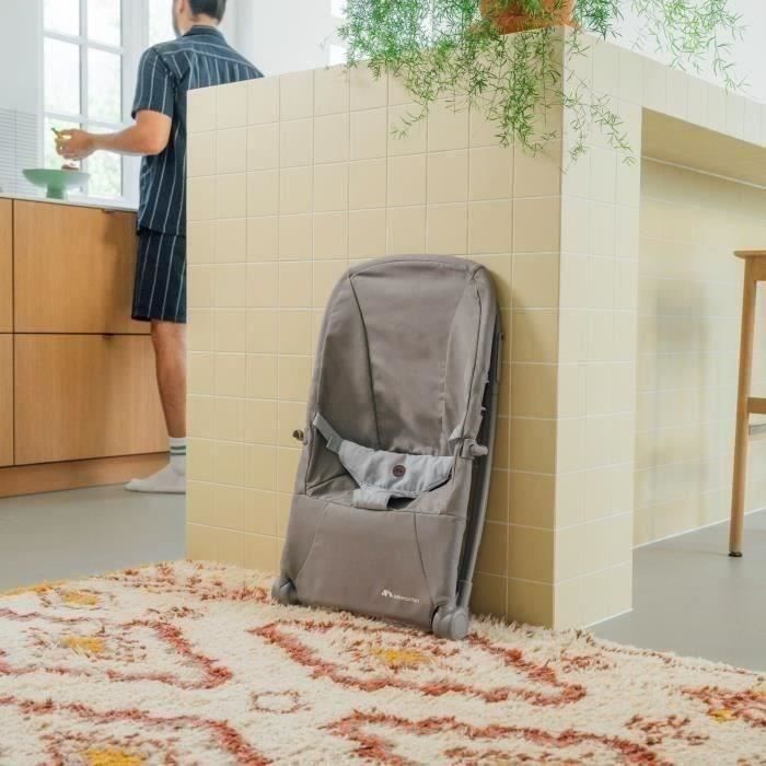 BEBECONFORT ASTER, Ultra-flat, adjustable baby bouncer, 2 recline positions, toy bar included, From 0 to 3 years (15kg) TINTED GRAPHITE