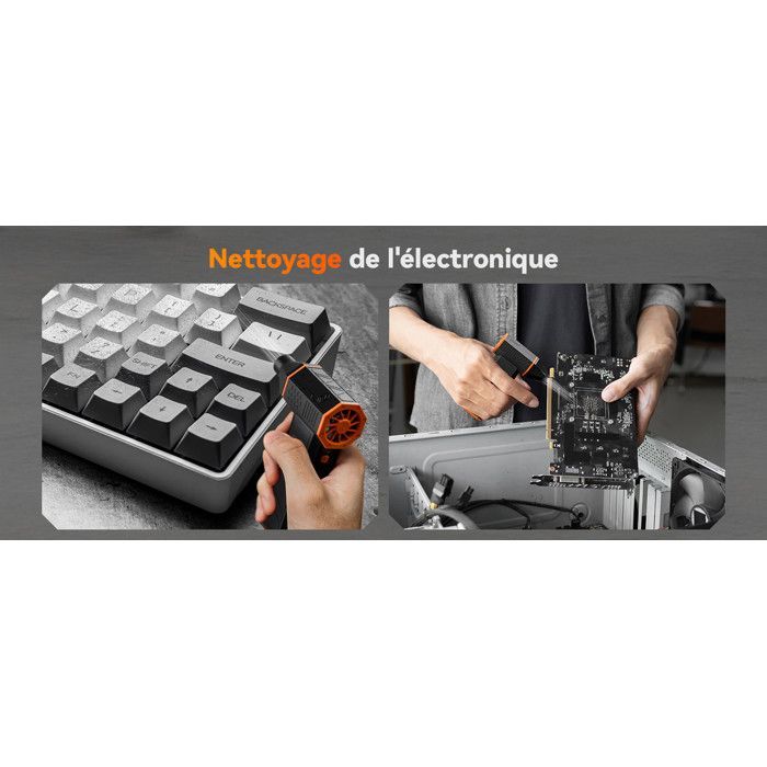 WOLFBOX MF50 elektrische luchtblazer, 110.000 tpm, 3 snelheden, mini draagbaar voor pc, auto en thuis