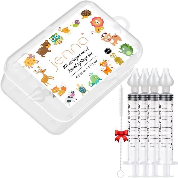 Jenna® | 4pcs Brosse Offerte bebe seringue nasale 10ml | mouche bébé Irrigation nasale enfant rinçage sinus hygiène