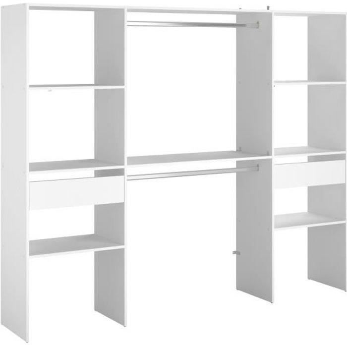 Dressing double ARTIC - L 220 x P 40 x H 180 cm - Blanc - Made in France