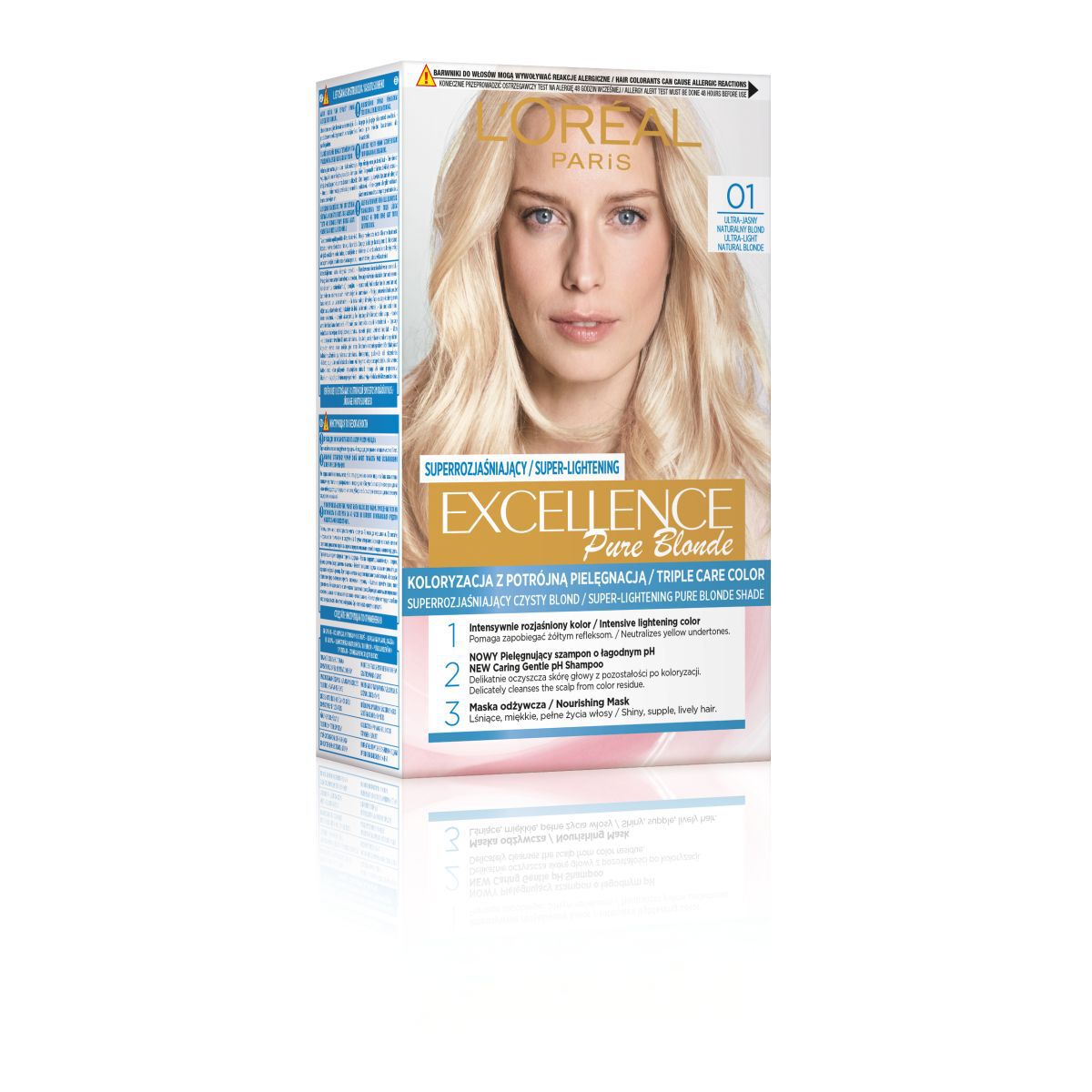Barva na vlasy L'Oréal Paris Excellence Creme, odstín 01, super světlá blond, přírodní