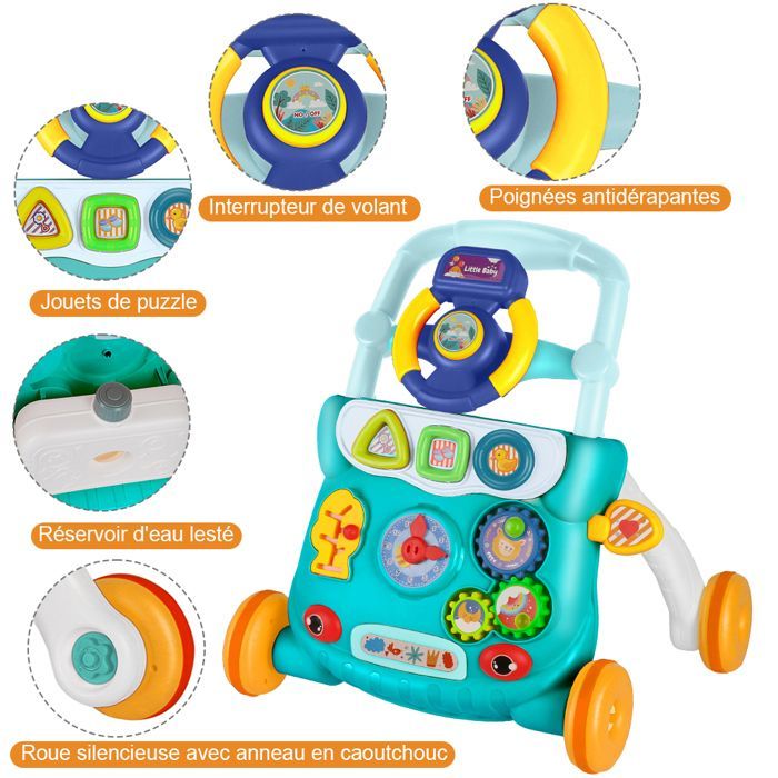 Trotteur pour bébé-MENGDA-Chariot pour tout-petits-Jouet d'activité et de développement-Avec musique-40*32*40.5cm-Vert