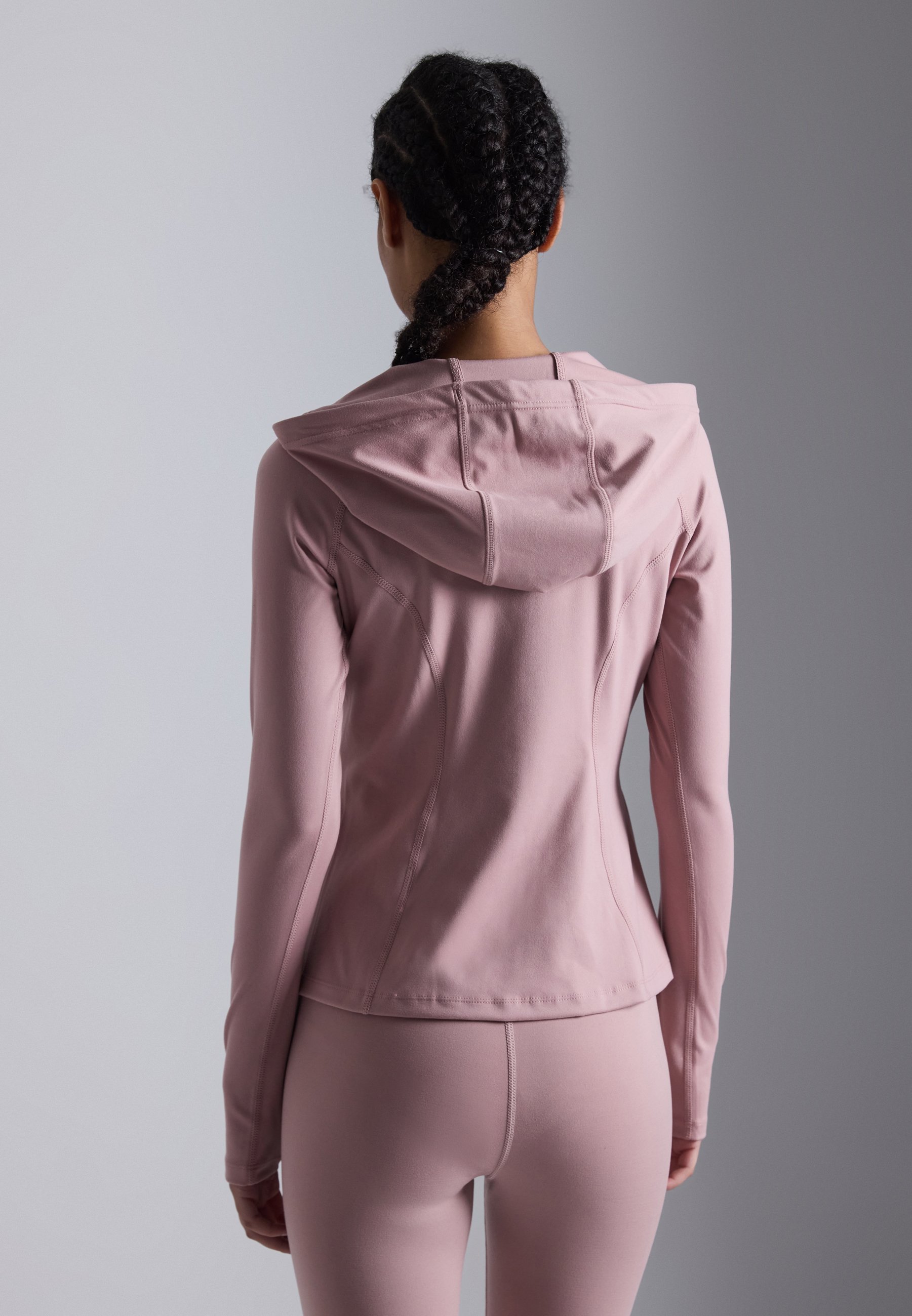 Felpa sportiva con zip e cappuccio Even&Odd active - malva