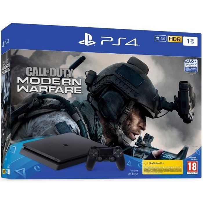 PS4 Slim 1TB Black/Jet Black Console + Call of Duty Modern Warfare - PlayStation Official