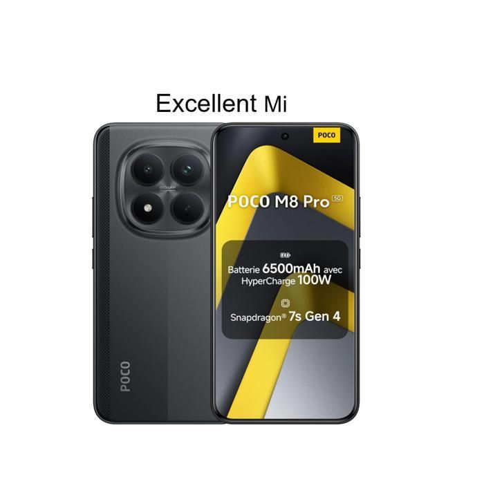 Smartphone POCO M8 Pro 5G, 12 GB di RAM, 512 GB di ROM, nero - Venduto da Excellent Mi - Versione UE - Caricabatterie non incluso