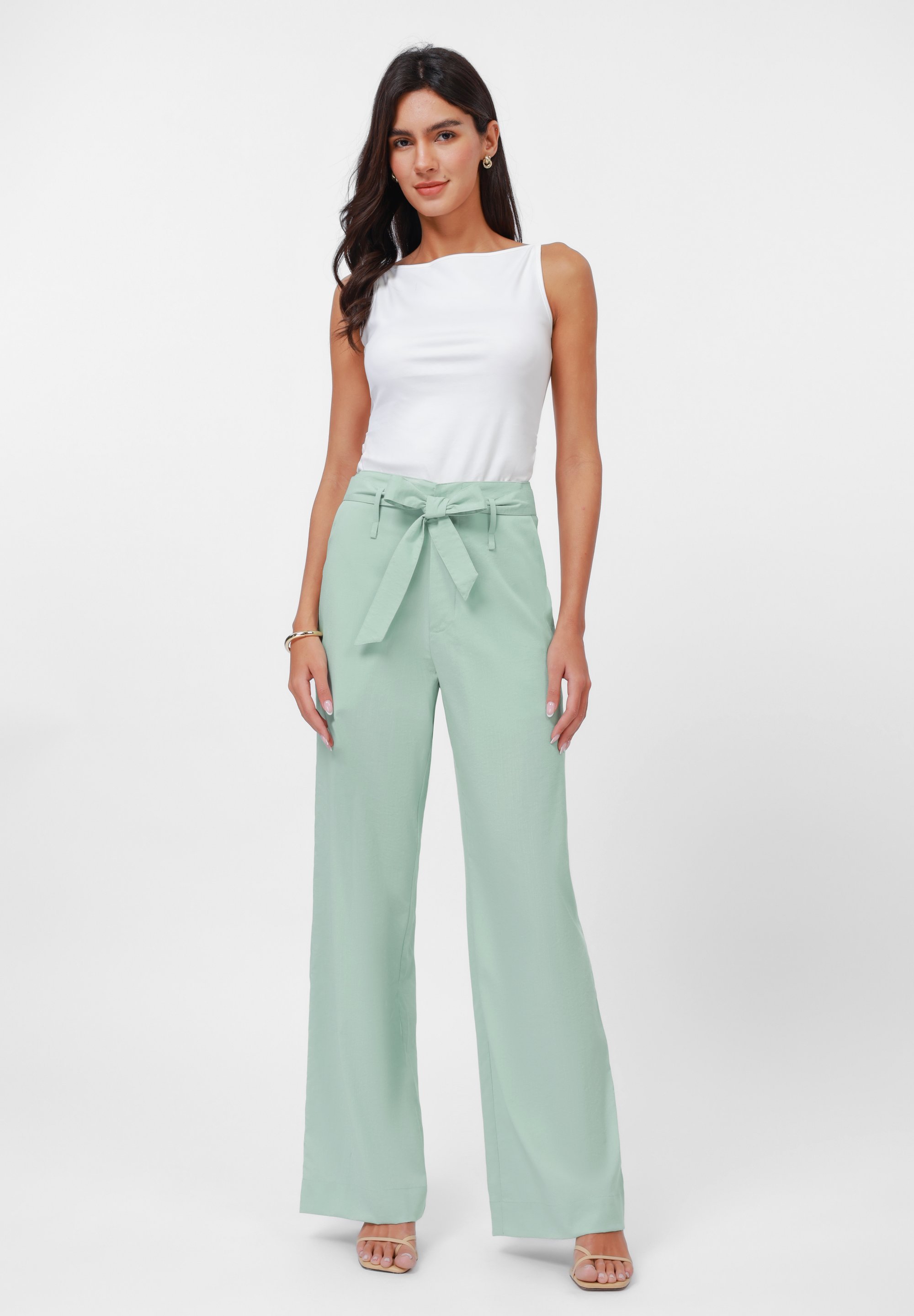 Anna Field lange Hose - salbei