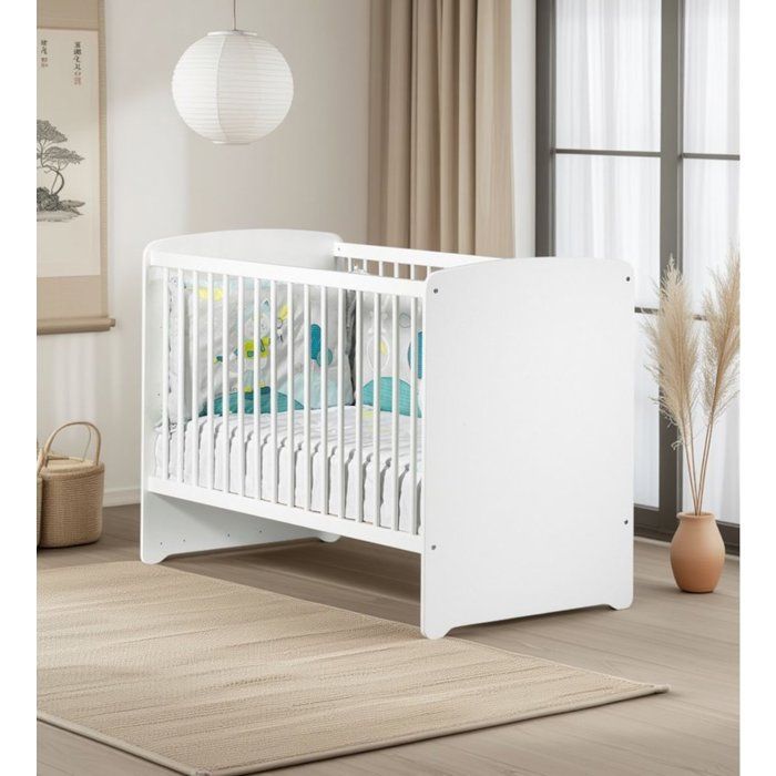 Lit bébé - 120 x 60 cm - Babyprice Basic - En bois blanc
