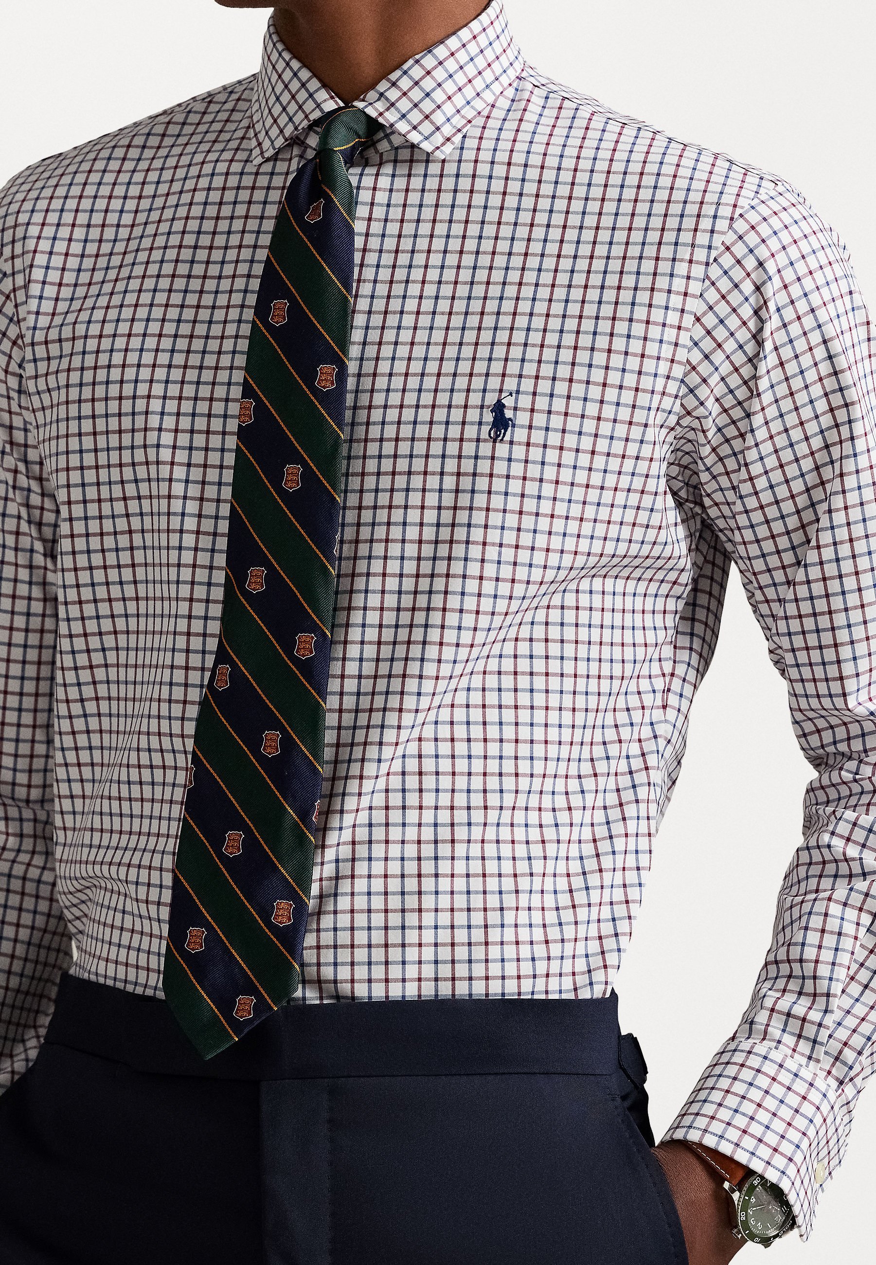 Polo Ralph Lauren CUSTOM FIT PLAID STRETCH POPLIN SHIRT - Cămașă - white/wine