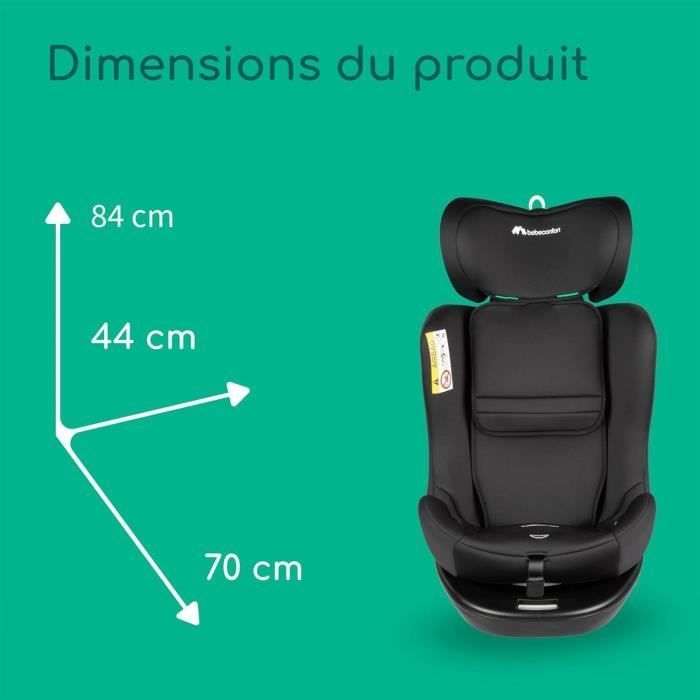 Silla de coche convertible giratoria 360° BEBECONFORT EvolveFix i-Size - Grupo 0/1/2/3 - Isofix - De 0 a 12 años (36 kg) - 40-150 cm - Negro Niebla