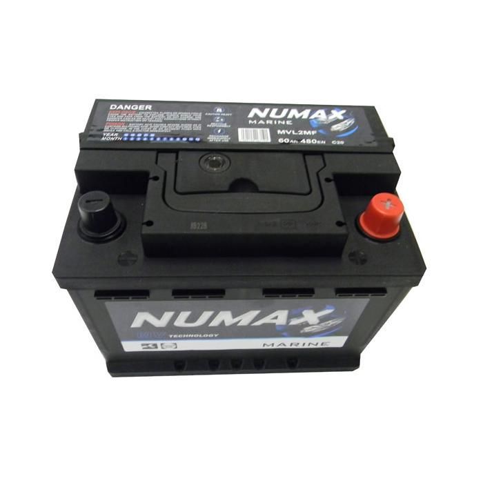 Batería de arranque Numax Marine LB2 MVL2MF de 12 V 60 Ah / 480 A para vehículos recreativos/autocaravanas