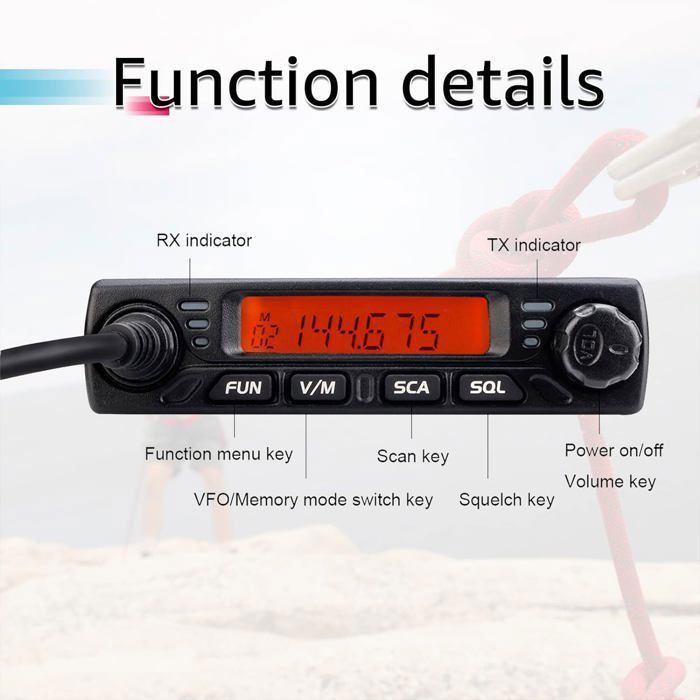 Walkie Talkie Retevis RT98, mini transceptor móvil de 199 canales CTCSS/DCS DTMF, mini radio móvil con micrófono (negro)