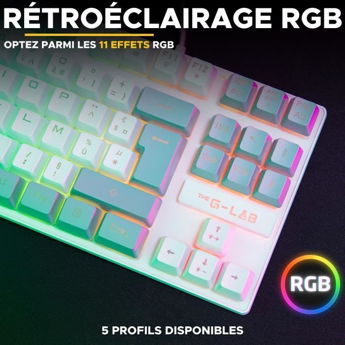 Gamingtoetsenbord - The G-Lab - KEYZ CAESIUM - RGB - Wit & grijs - TKL