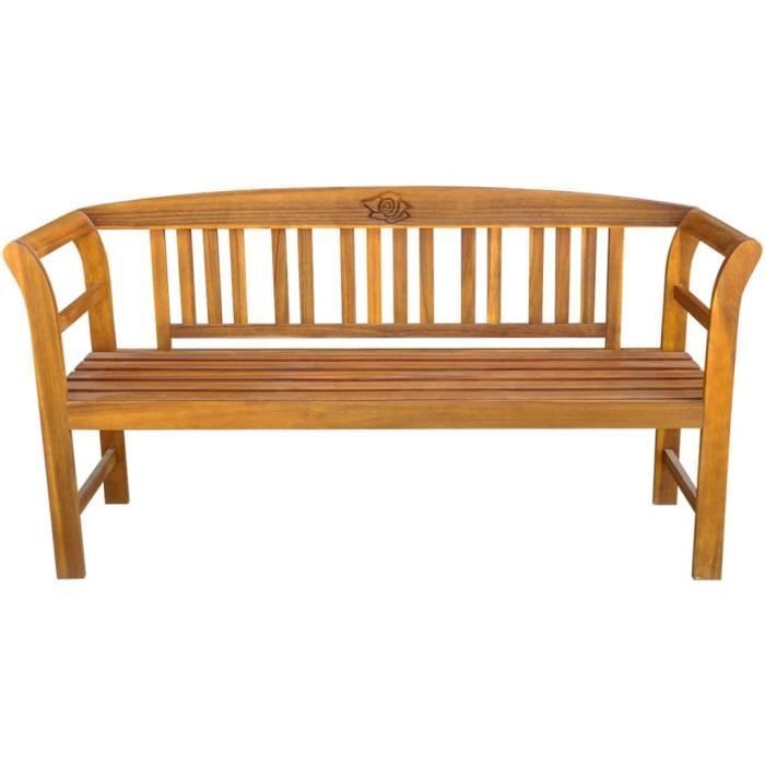 Gesneden acaciahouten tuinbank - Natuurlijk - 157 x 45 x 82,5 cm