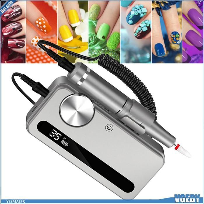 Ashata 2-in-1 Electric Nail Grinder, Rechargeable, Professional, Wireless, for Manicures, Gray