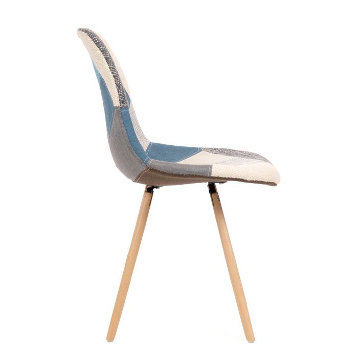 Stockholm chair by Odri, Scandinavian style, blue patchwork color