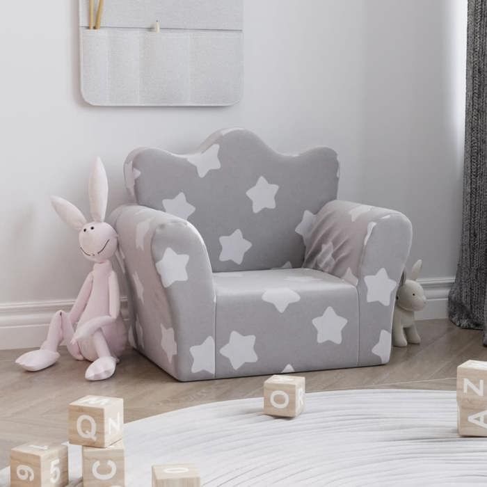 vidaXL Canapé pour Enfants, Siège avec Accoudoirs, Fauteuil avec Dossier pour Tout-Petits, Meuble de Chambre, Gris Clair 357040