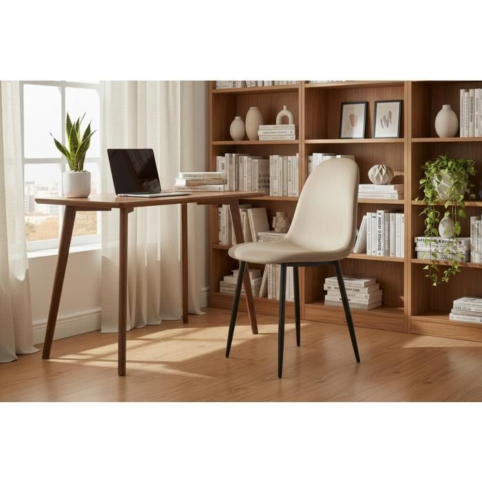 Lot de 4 chaises scandinaves velours taupe pieds métal noir 43,5x40x87cm