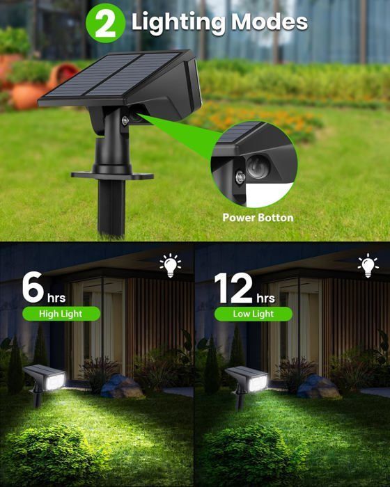 Lot de 4 Spot Solaire Exterieur, 50 LED Lampe Solaire Exterieur Jardin Étanche IP68, Projecteur Solaire Exterieur Puissante