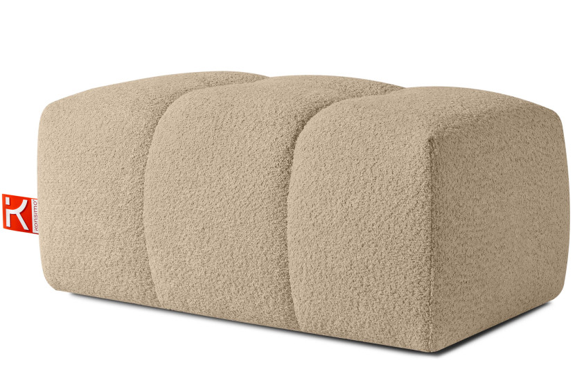 KONSIMO RAVIA Puf tapicerowany tkanina boucle, z pikowaniami, styl modern