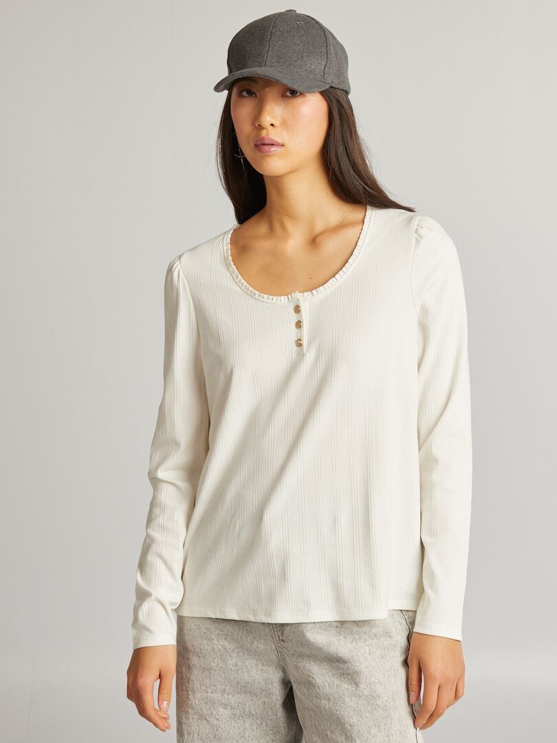 Camiseta de canalé - BLANCA