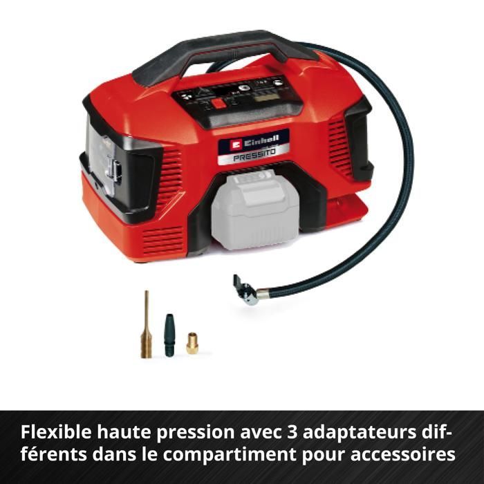 Compresor inalámbrico Einhell PRESSITO 18/21 Power X-Change (18 V, apagado automático). Se suministra sin batería ni cargador.