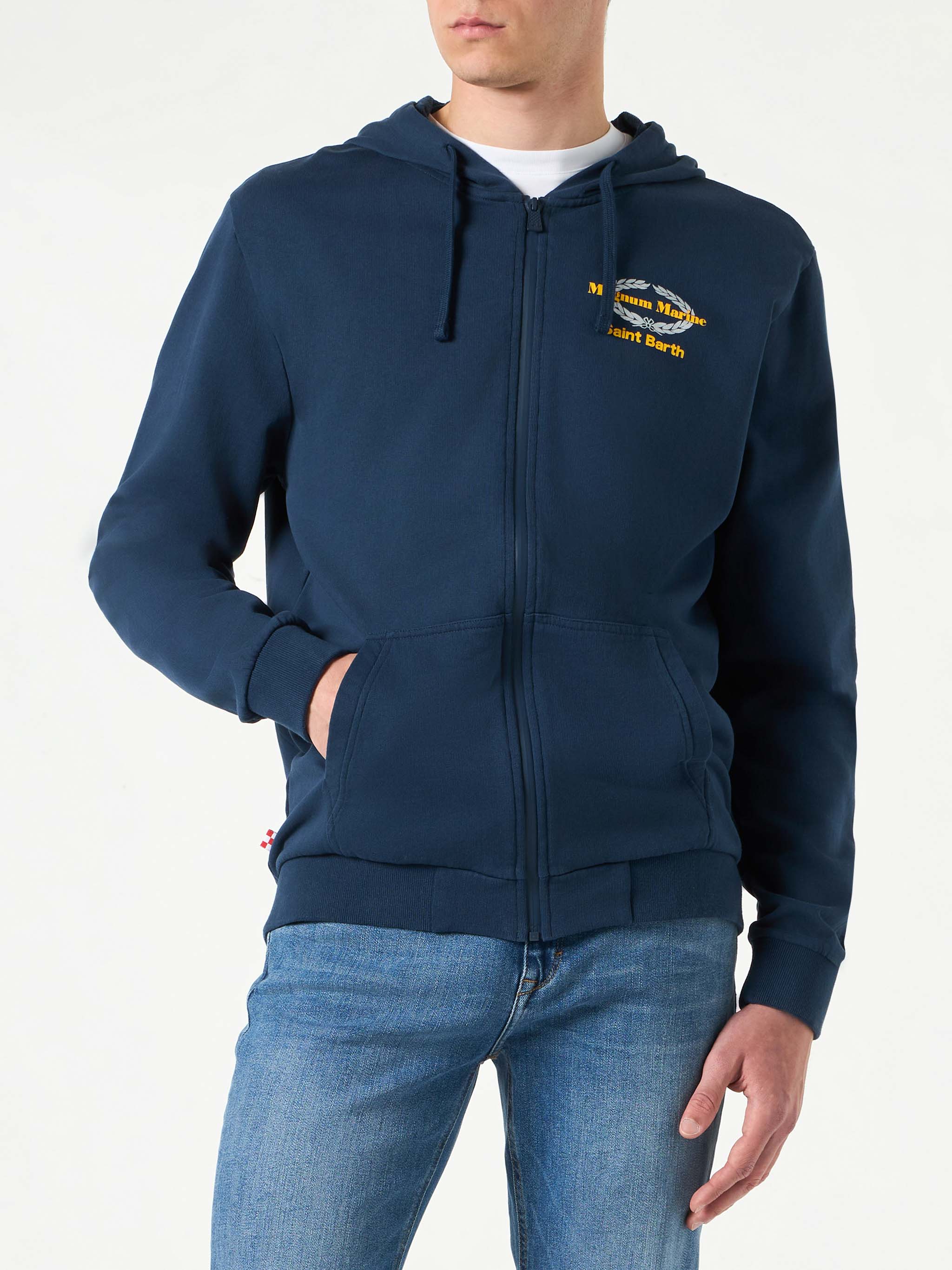 Magnum Marine Saint Barth geborduurde blauwe katoenen hoodie