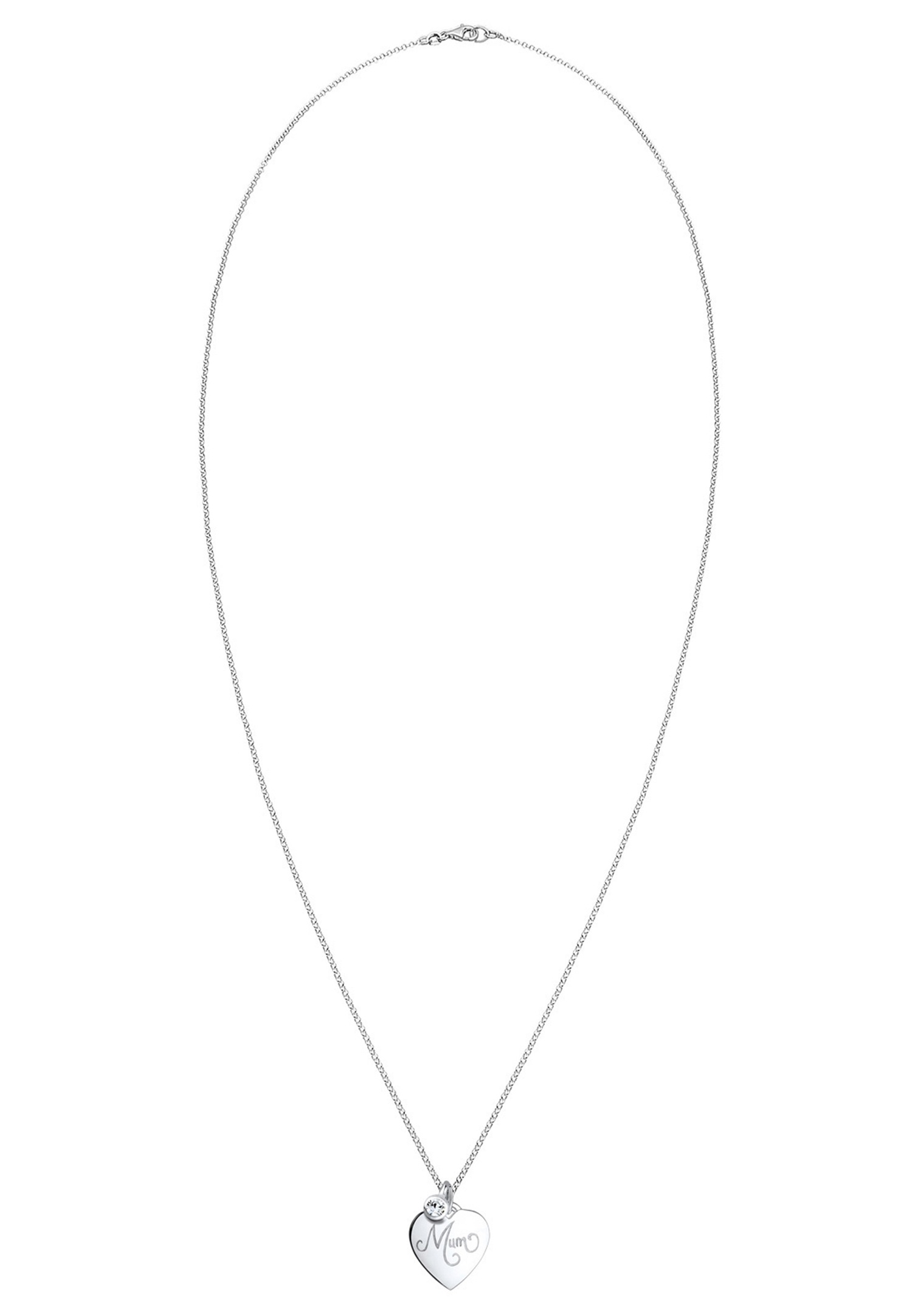 Elli Femmes Mum écriture mère cœur avec cristal en argent sterling 925