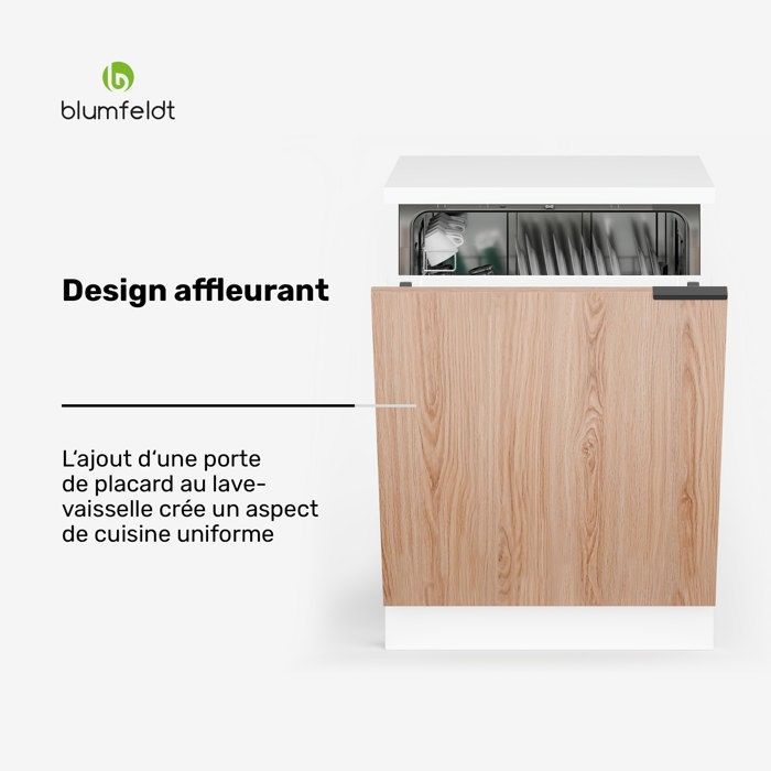 Blumfeldt WoodVista Einbau-Geschirrspülerschrank, robuste Arbeitsplatte, nahtlose Integration, Weiß