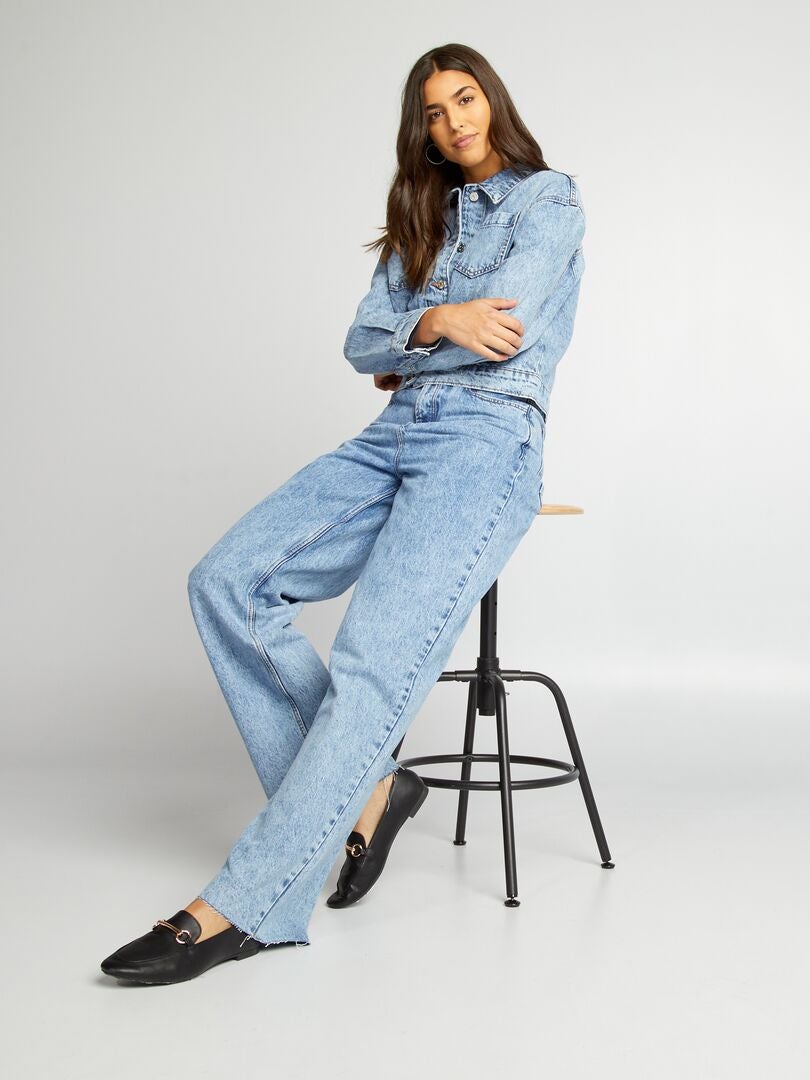 Calça jeans de perna larga - AZUL