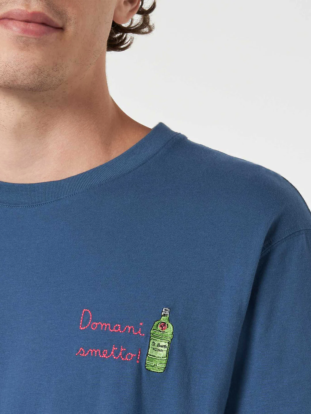 Klassiek model heren T-shirt van Portofino katoenjersey met geborduurd N-logo.